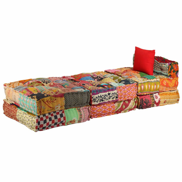 3-seater Modular Pouffe Patchwork Fabric Xaaknt