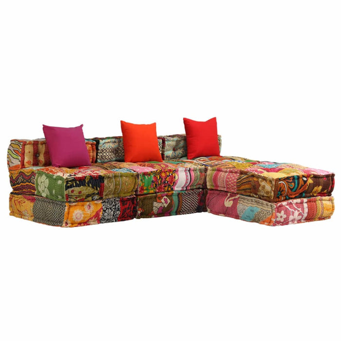 3-seater Modular Pouffe Patchwork Fabric Xaaknt