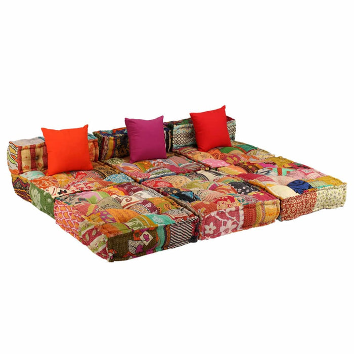 3-seater Modular Pouffe Patchwork Fabric Xaaknt