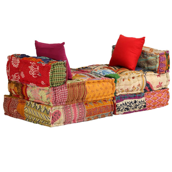 3-seater Modular Pouffe Patchwork Fabric Xaaknt
