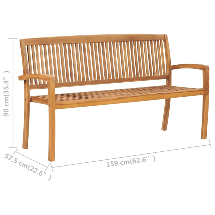 3-seater Stacking Garden Bench 159 Cm Solid Teak Wood Aktnk
