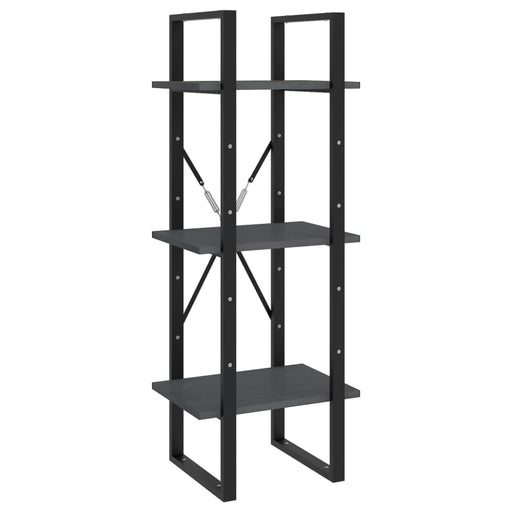 3 - tier Book Cabinet Grey 40x30x105 Cm Solid Pinewood