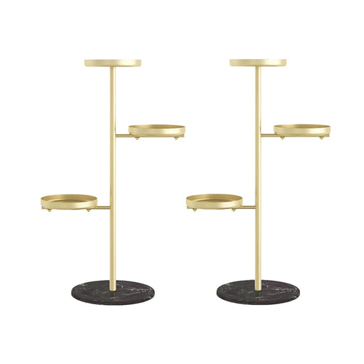 2x 3 Tier Gold Round Plant Stand Flowerpot Tray Display