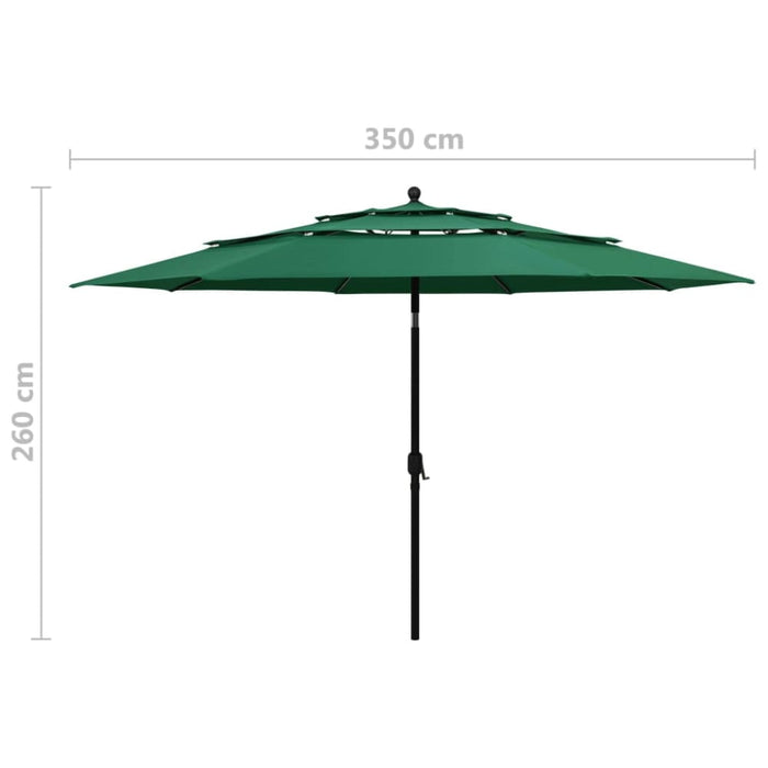 3-tier Parasol with Aluminium Pole Green 3.5 m Totnii