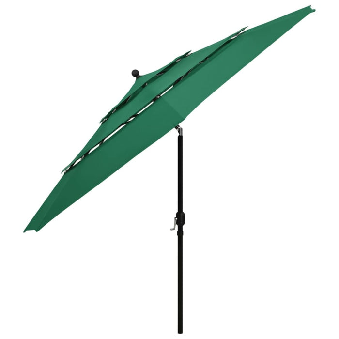 3-tier Parasol with Aluminium Pole Green 3.5 m Totnii