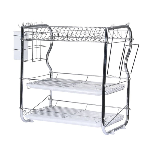 3 Tier Stainless Steel Dish Rack Drainer Tray Kitchen