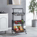 3 Tier Steel Black Adjustable Kitchen Cart Multi-functional