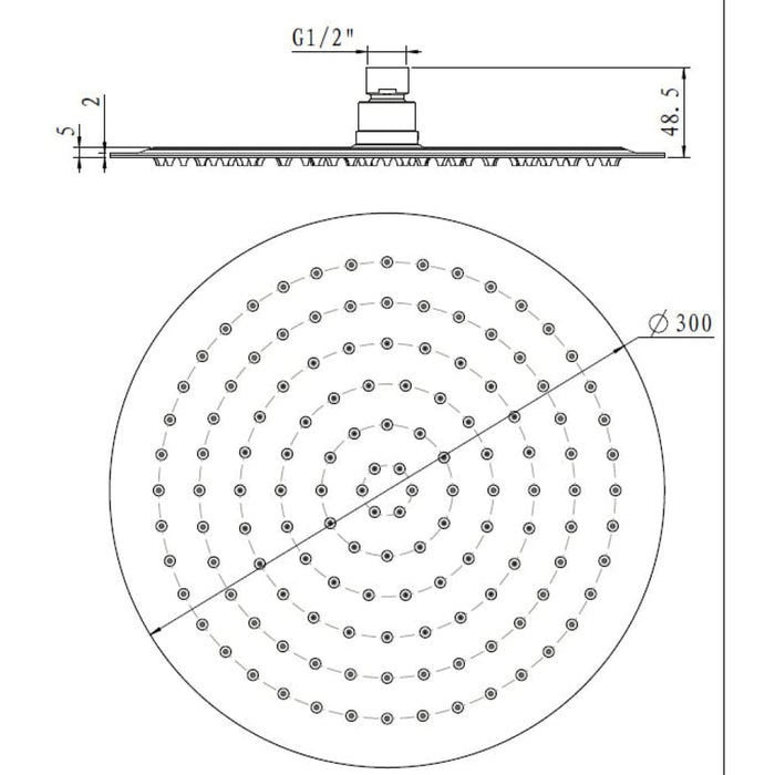 300mm Shower Head Round 304ss Chrome Showerhead