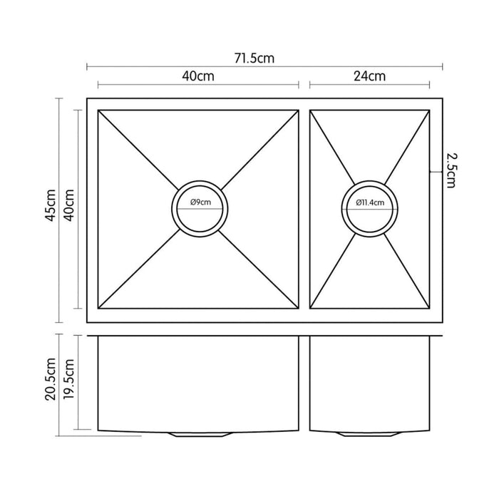 304 Stainless Steel Undermount Topmount Kitchen Laundry
