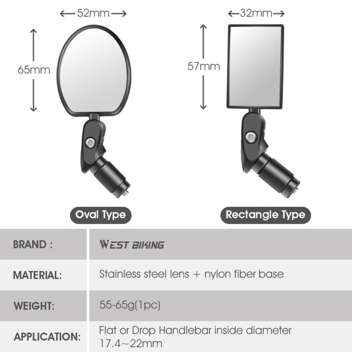 360 Degree Rotatable Bicycle Rearview Mirror with Back