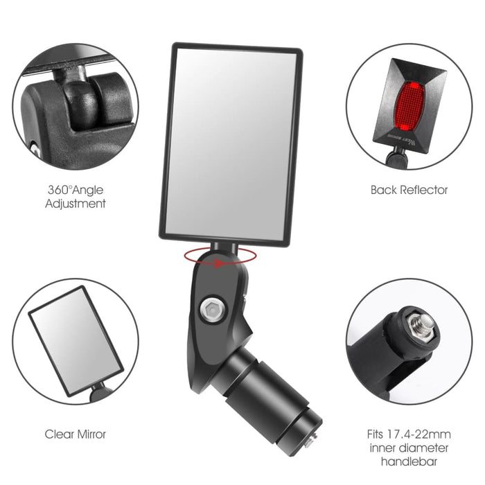 360 Degree Rotatable Bicycle Rearview Mirror with Back