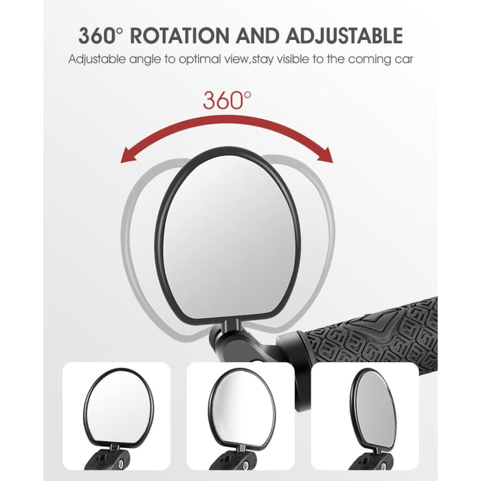 360 Degree Rotatable Bicycle Rearview Mirror with Back