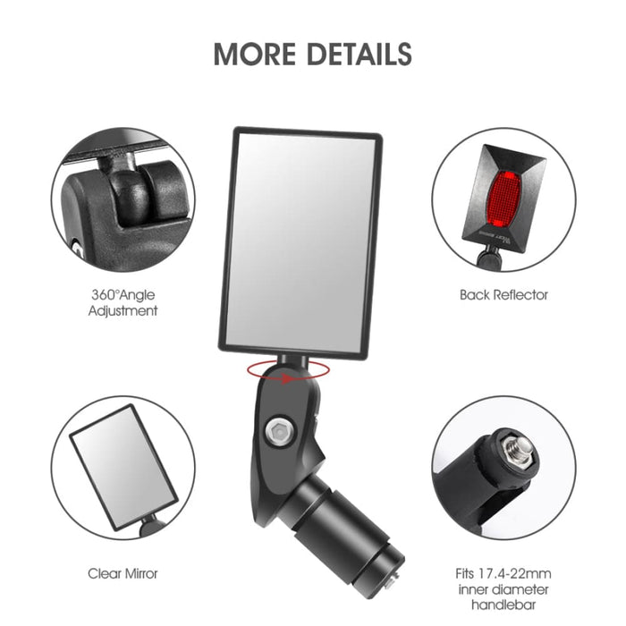 360 Degree Rotatable Bicycle Rearview Mirror with Back