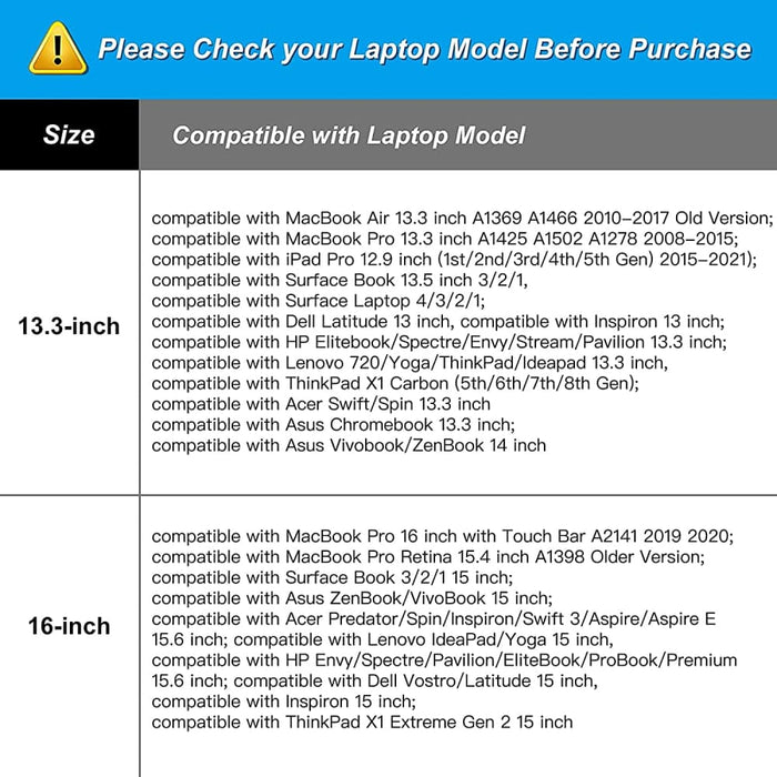 360 Protective 13 13.3 14 15 16 Inch Laptop Sleeve Bag