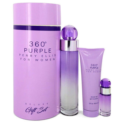 360 Purple Gift Set By Perry Ellis For Women - 3.4 Oz +.25 +