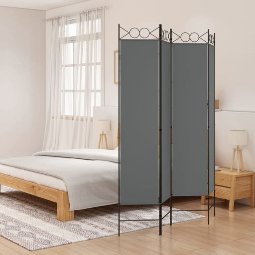 4 - panel Room Divider Anthracite 160x200 Cm Fabric Tpbopx