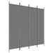 4-panel Room Divider Anthracite 200x200 Cm Fabric Tpbona