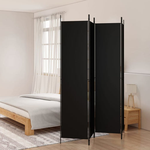 4 - panel Room Divider Black 200x220 Cm Fabric Tpbxbo