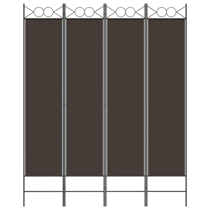 4 - panel Room Divider Brown 160x200 Cm Fabric Tpbopo