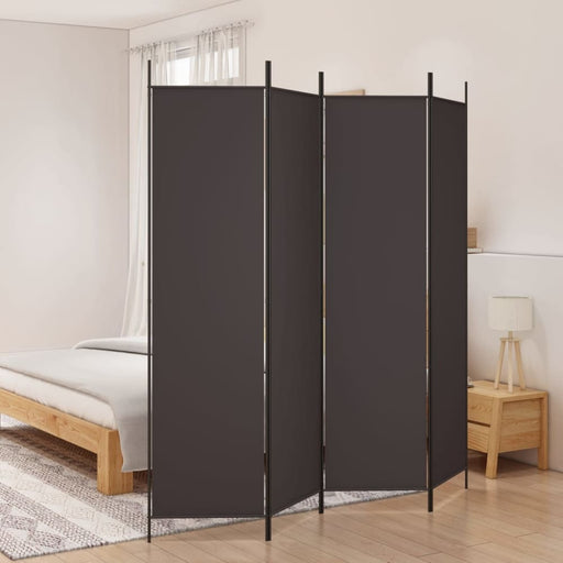 4 - panel Room Divider Brown 200x200 Cm Fabric Tpbont