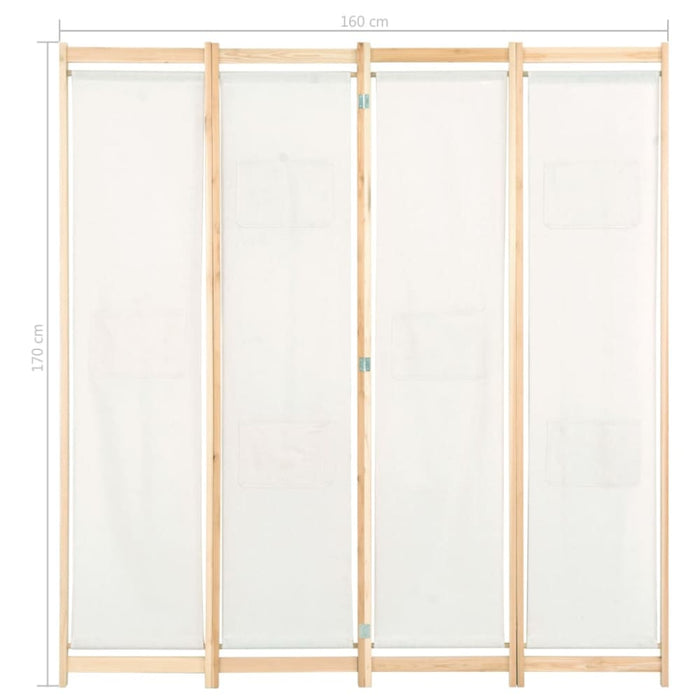 4 Panel Room Divider Cream Fabric Gl1111