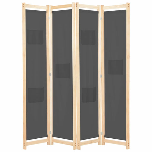 4 Panel Room Divider Grey Fabric Gl10916