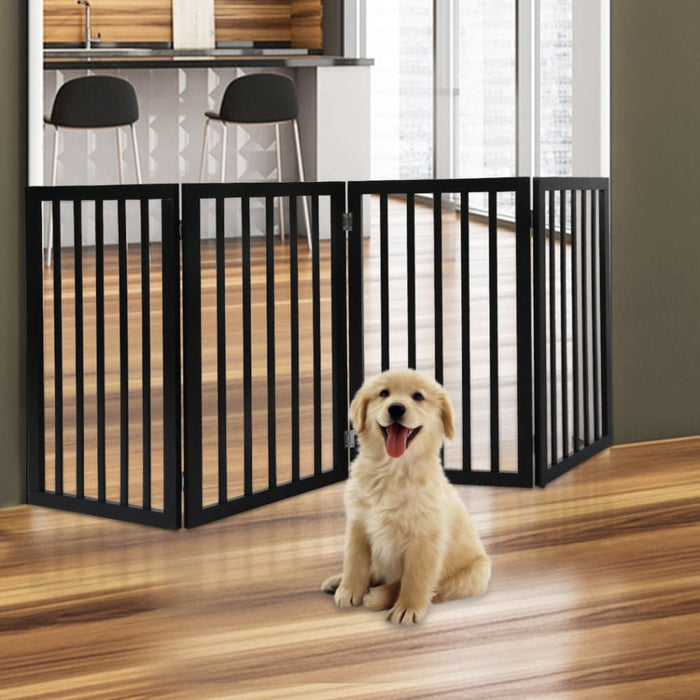 Goslash Picks 4 Panels Wooden Pet Gate Dog Fence Safety