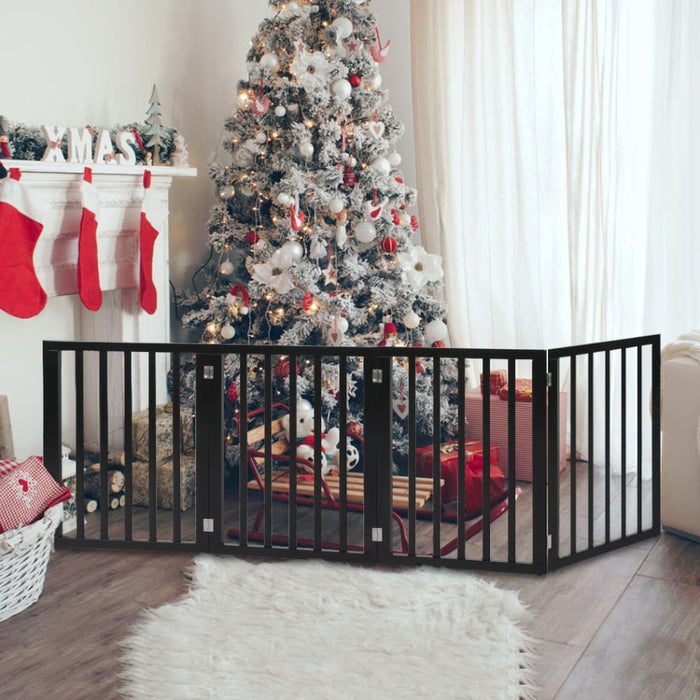 Goslash Picks 4 Panels Wooden Pet Gate Dog Fence Safety