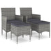 4 Piece Garden Chair and Stool Set Poly Rattan Grey Tobloo