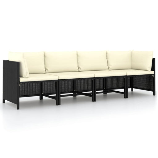 4-seater Garden Sofa with Cushions Black Poly Rattan Totpop