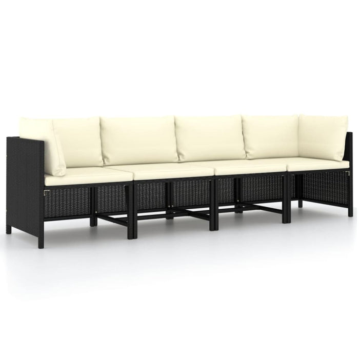4-seater Garden Sofa with Cushions Black Poly Rattan Totpop