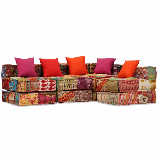 4-seater Modular Pouffe Patchwork Fabric Xaakno