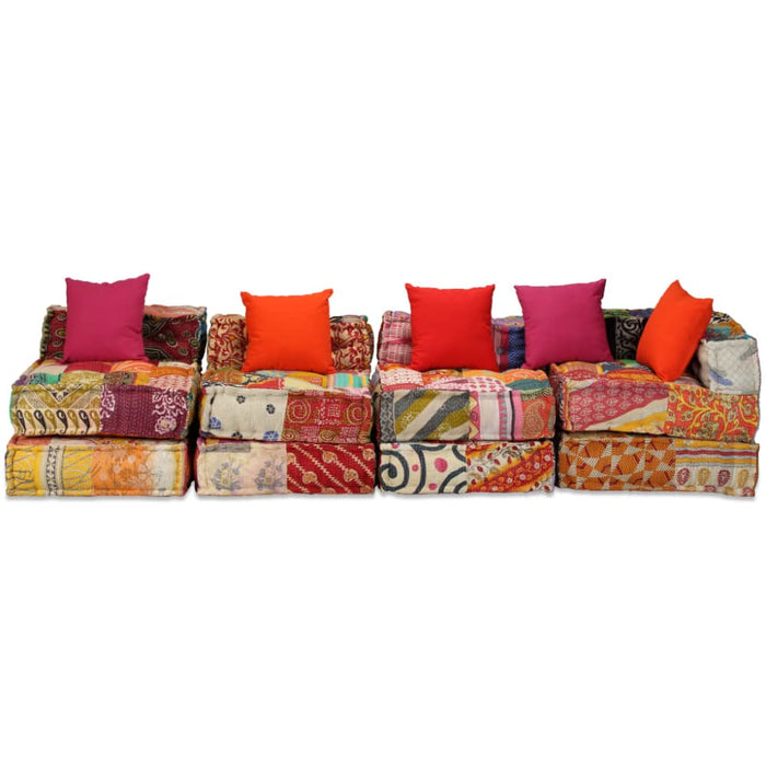 4-seater Modular Pouffe Patchwork Fabric Xaakno