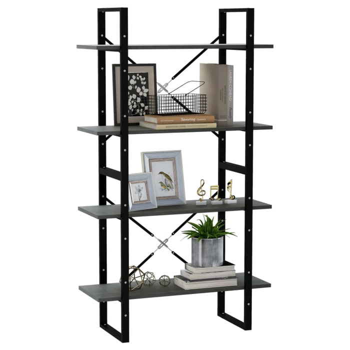 4 - tier Book Cabinet Grey Solid Pine Wood Nblala