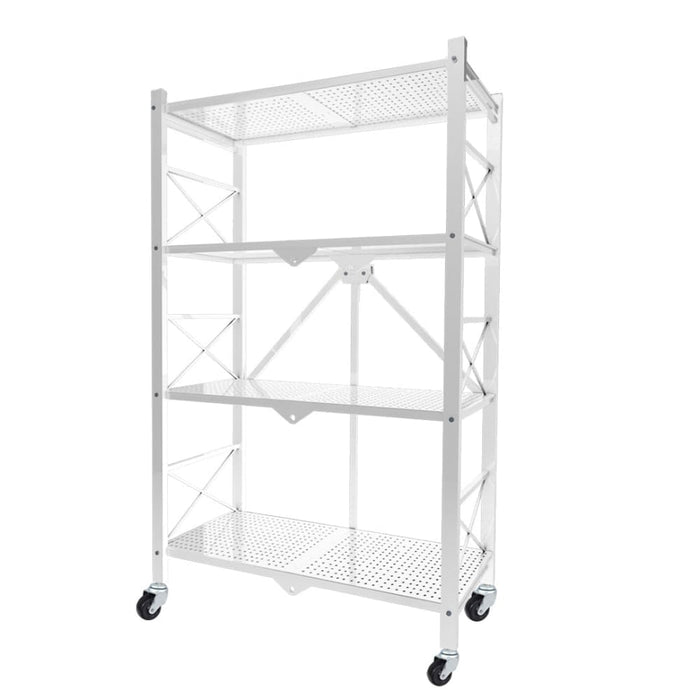 4 Tier Steel White Foldable Display Stand Multi-functional