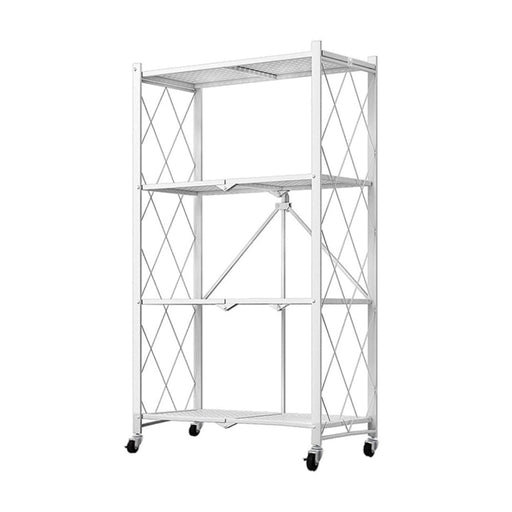 4 Tier Steel White Foldable Kitchen Cart Multi-functional