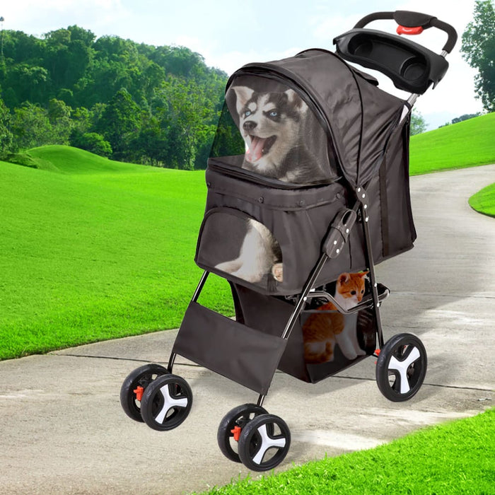 Goslash Picks 4 Wheels Pet Stroller Dog Cat Cage Puppy