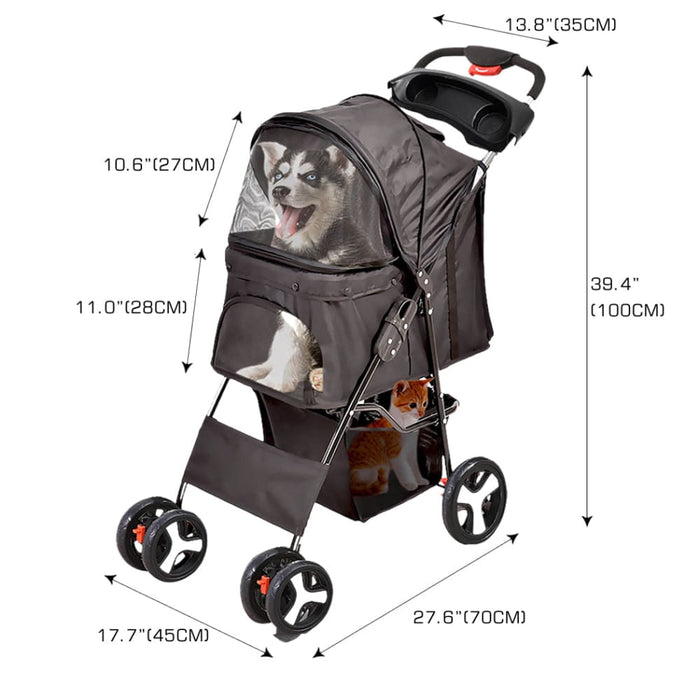 Goslash Picks 4 Wheels Pet Stroller Dog Cat Cage Puppy