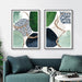 40cmx60cm Abstract Green and Navy 2 Sets Black Frame Canvas