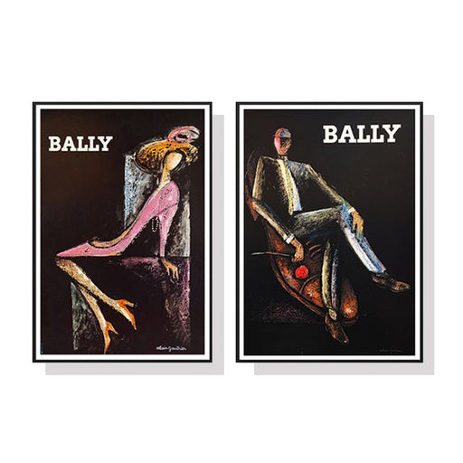40cmx60cm Bally Man & Woman 2 Sets Black Frame Canvas Wall