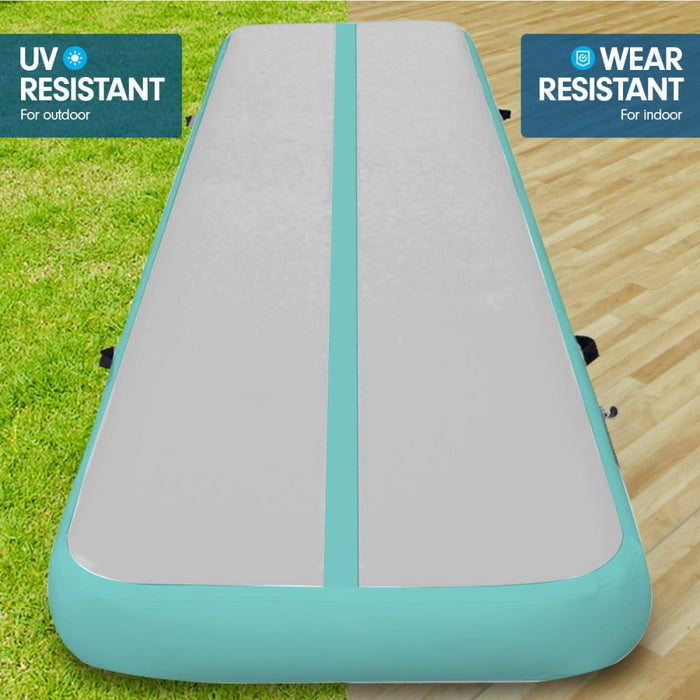 4m x 2m Air Track Gymnastics Mat Tumbling Exercise - Grey 