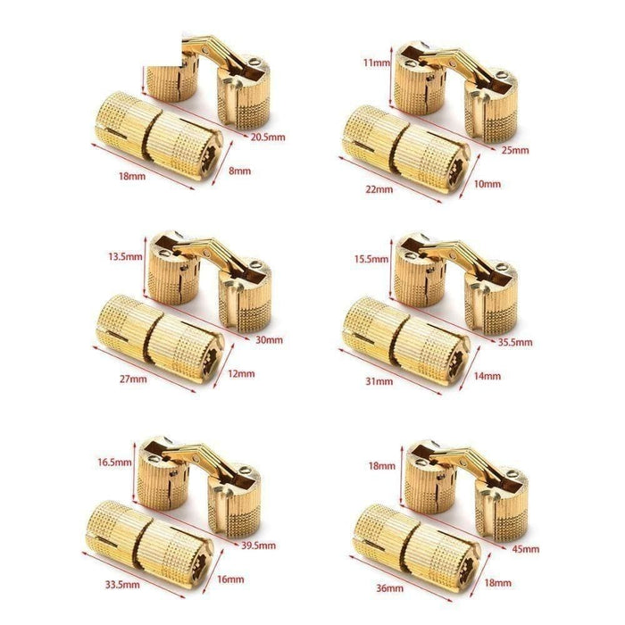 4pcs Copper Brass 8-18mm Cylindrical Hidden Cabinet