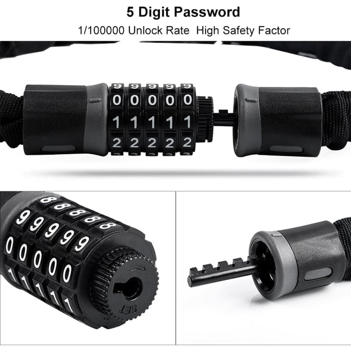 5 Digital Password Anti - theft Bicycle Chain Lock