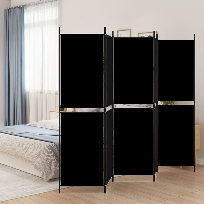 5 - panel Room Divider Black 250x180 Cm Fabric Tpbxxo