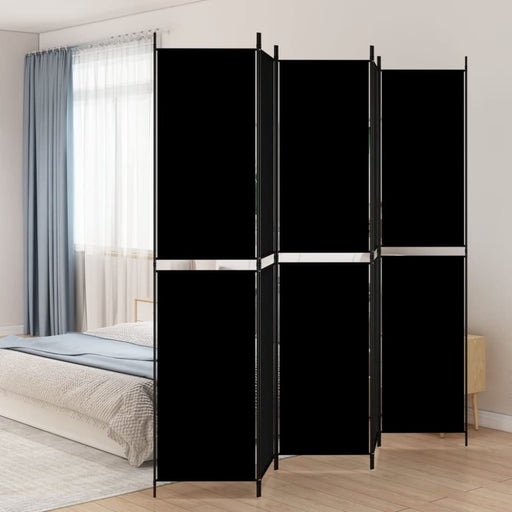 5 - panel Room Divider Black 250x220 Cm Fabric Tpbxpt