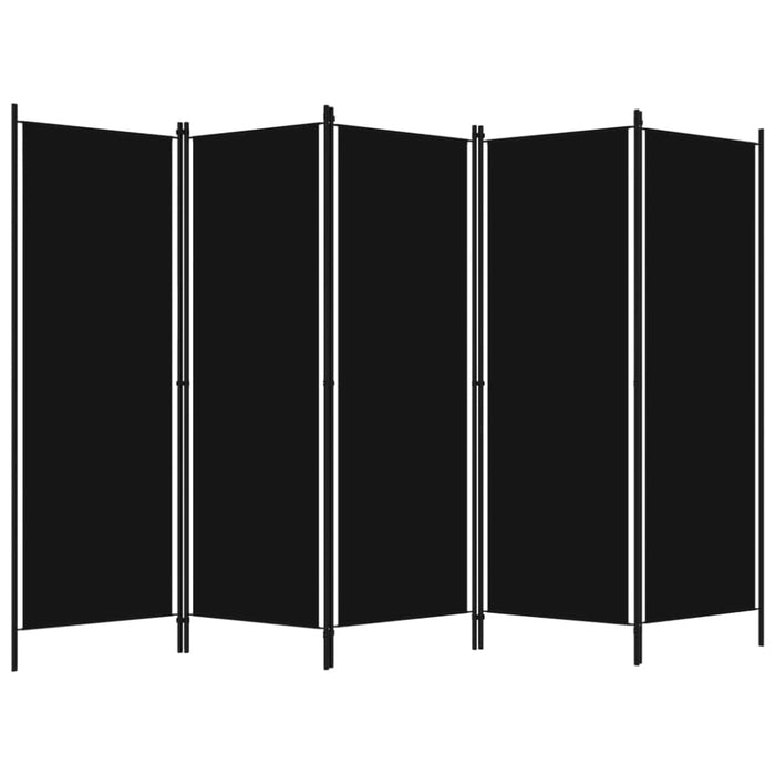 5 Panel Room Divider Black Gl406