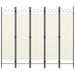 5 Panel Room Divider Cream White Gl26