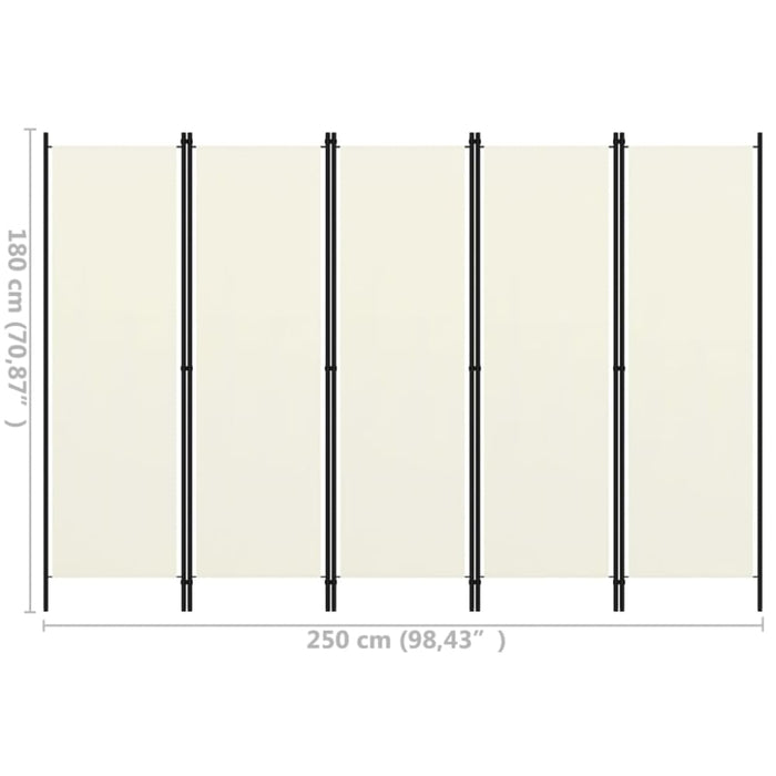 5 Panel Room Divider Cream White Gl42