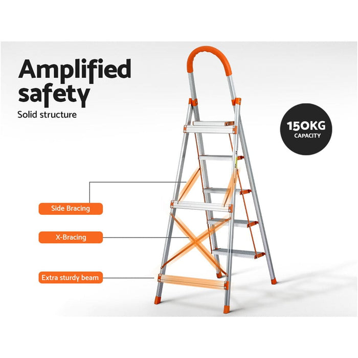 5 Step Ladder Multi-purpose Folding Aluminium Light Weight