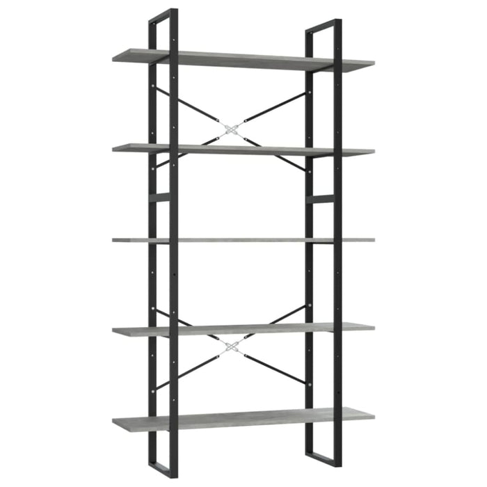 5-tier Book Cabinet Concrete Grey Chipboard Tbnxbbx